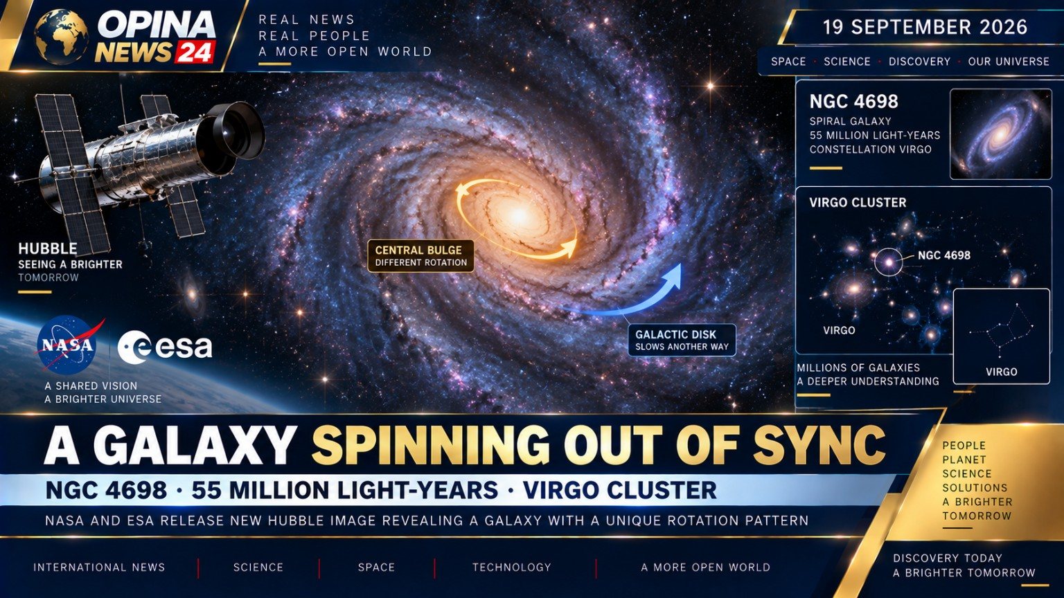 OPINA NEWS 24 visual archive: galaxy and space science graphic, dated 19 September 2026.
