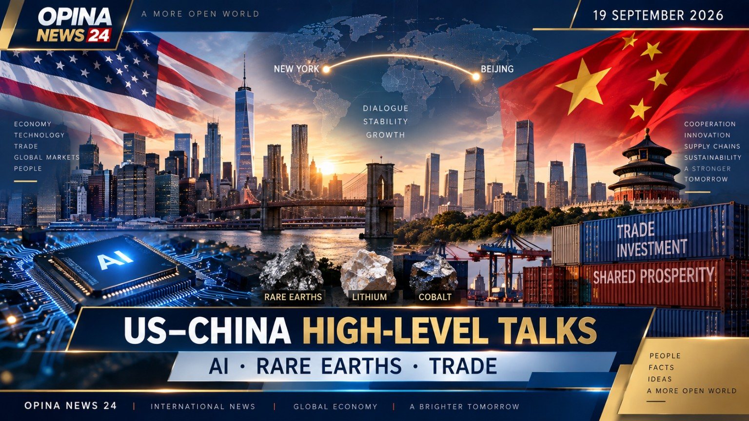 Archived OPINA NEWS 24 graphic about United States and China relations.